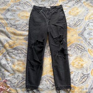 Madewell black distressed the mom jeans size 27